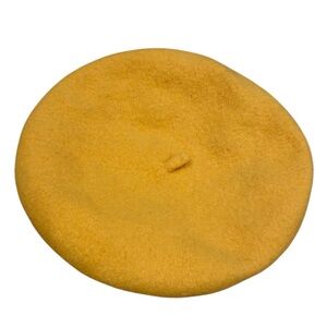 H&M Beret 100% Wool Yellow Hat Felt One Size
